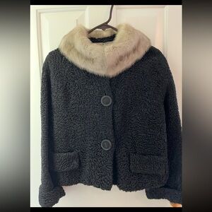 Vintage Persian Lamb Short Jacket with Mink Collar